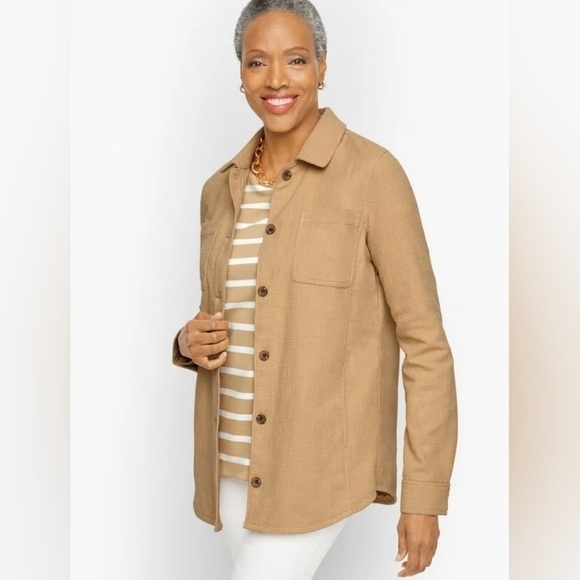 TALBOTS TEXTURED COTTON SHIRT JACKET NWT size M - Picture 1 of 9